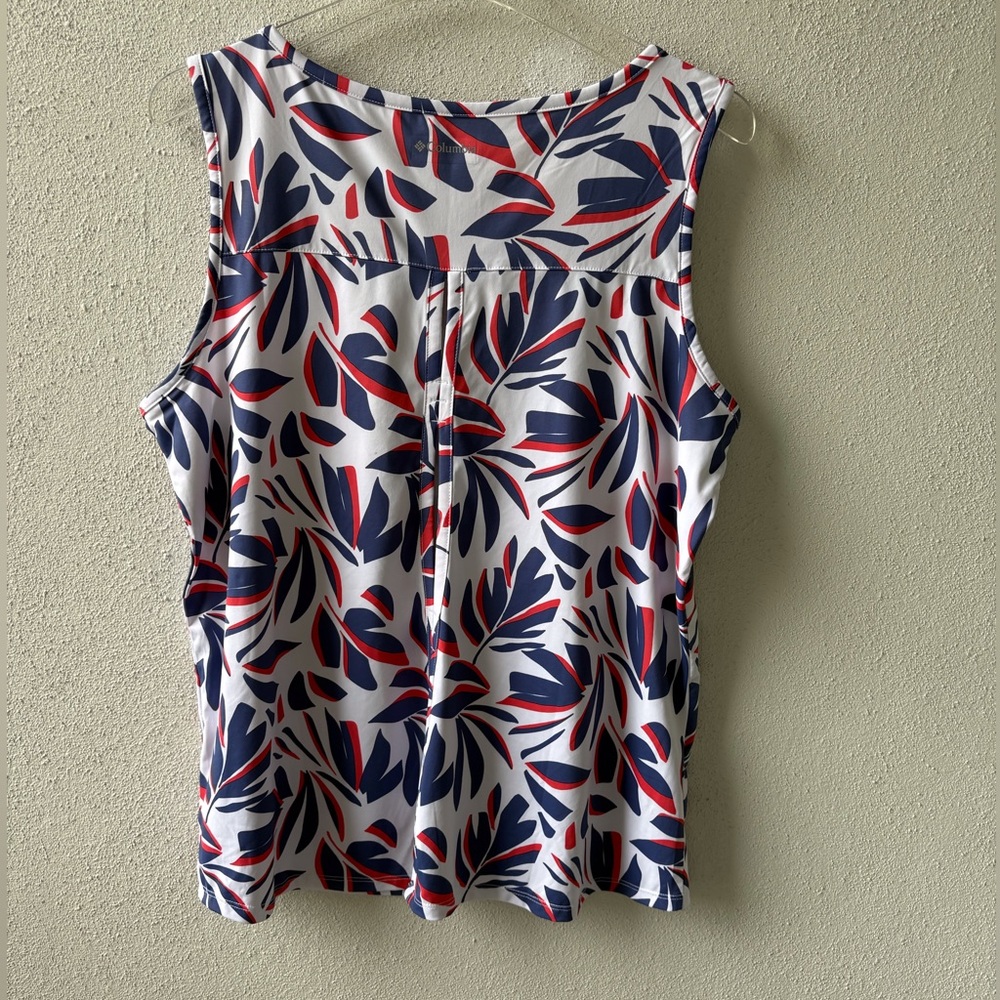 Columbia XL Sleeveless Red White Blue Tank Open Middle Back Summer Picnic USA - Picture 9 of 16